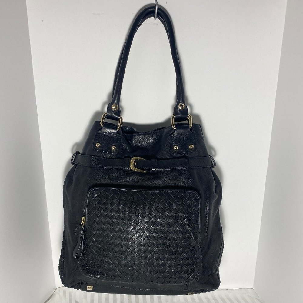 Elliott Lucca Black Leather bag with Gold Hardware